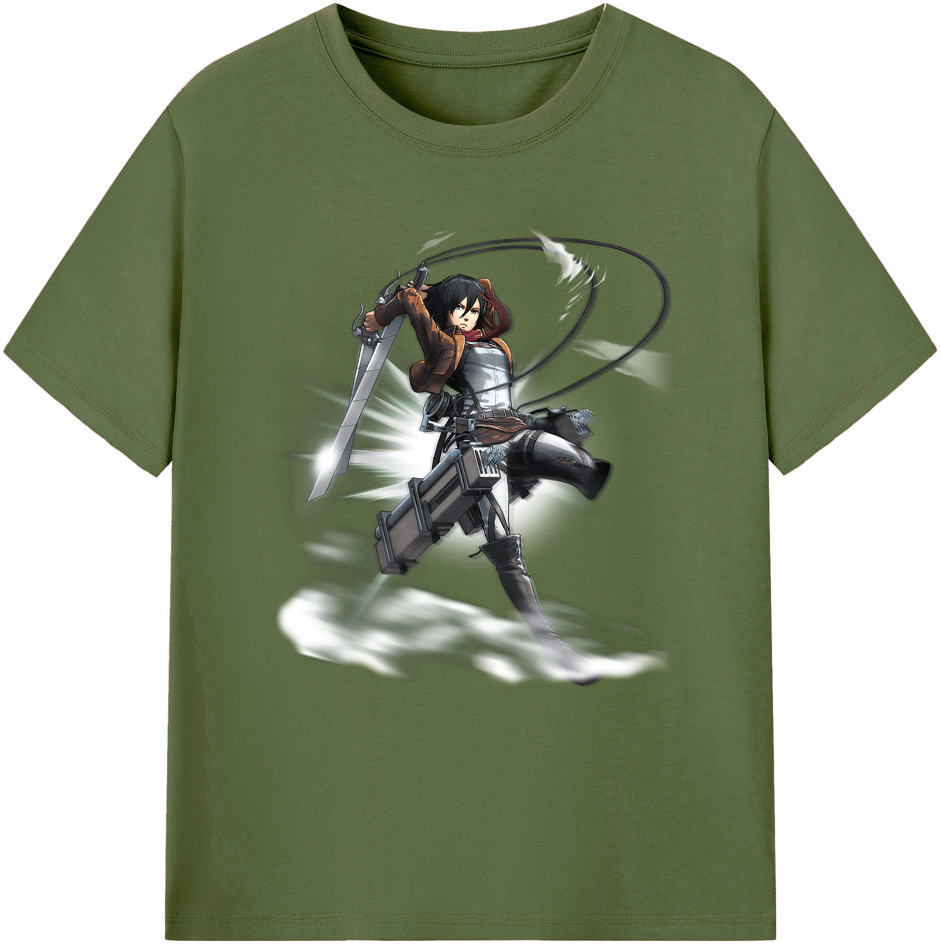 （画像用） 進撃の巨人 ミカサ·アッカーマン Attack on Titan Mikasa Ackerman 綿100％半袖Tシャツ（フロントプリント）